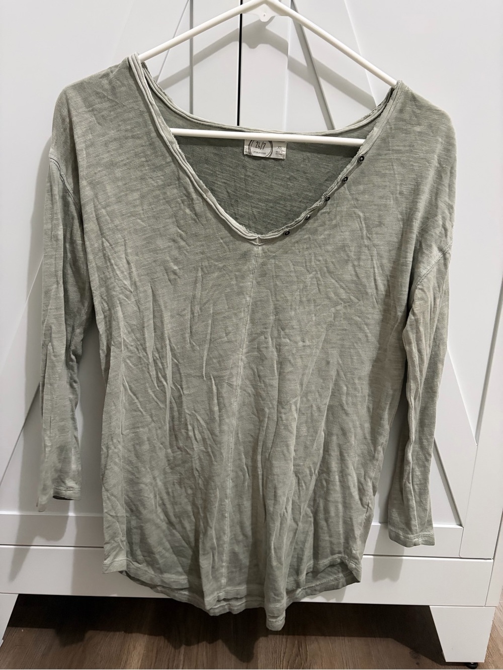 Maurices Light Sage Green Long-Sleeve V-Neck Top